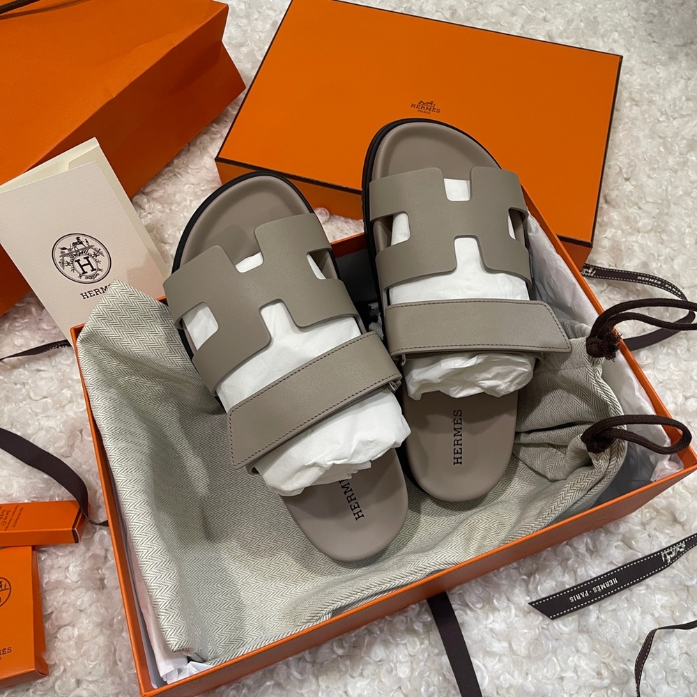 Hermes Chypre Sandals Beige Mastic